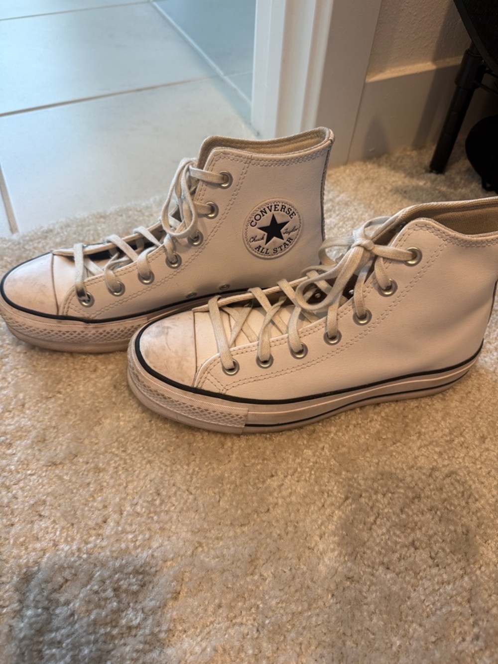 Converse White High-Top Leather Sneakers